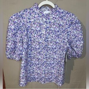 Hyacinth House Tuckernuck Lilac Floral Florence Short Sleeve Blouse NWT